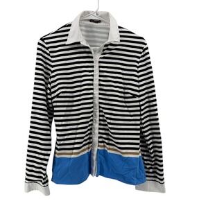J McLaughlin Women's Striped Betty Shirt Blue White Black Long Sleeve Medium